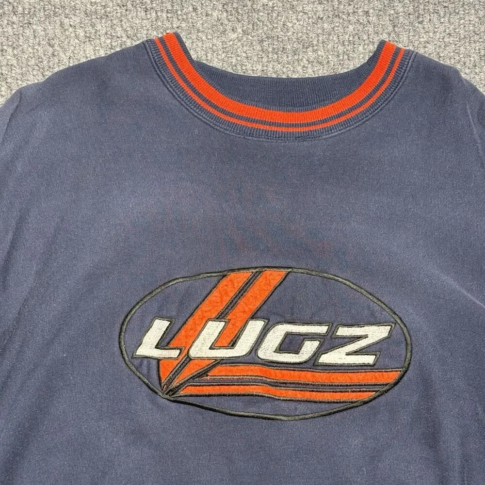 Vintage Lugz Crewneck Sweatshirt Pullover Y2K Skater Logo Navy Blue Size XXL